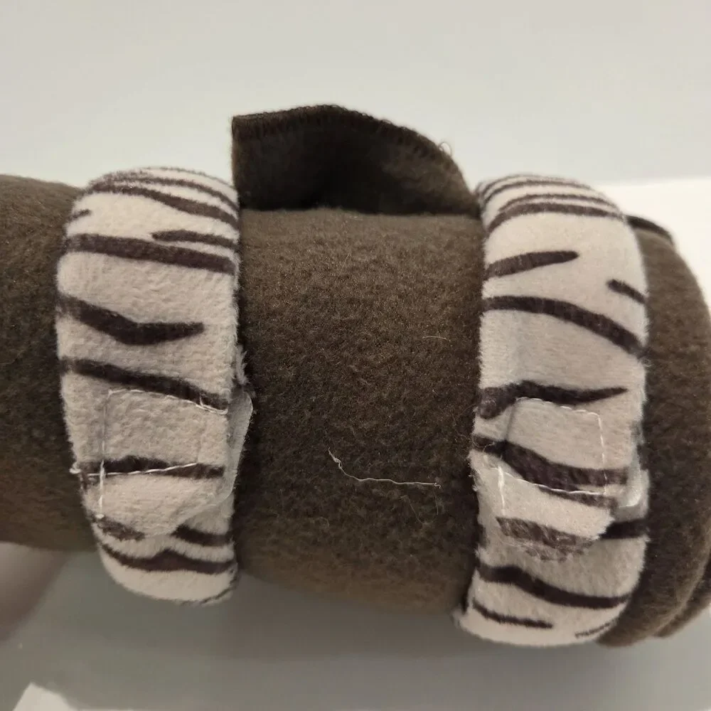 Korean Air Plush Grey Tiger Stuffed Animal With Brown Blanket